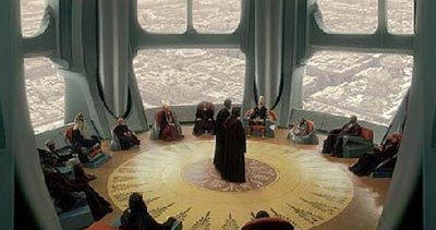 Der Jedi-Rat kommt im Tempel der Jedi zusammen.