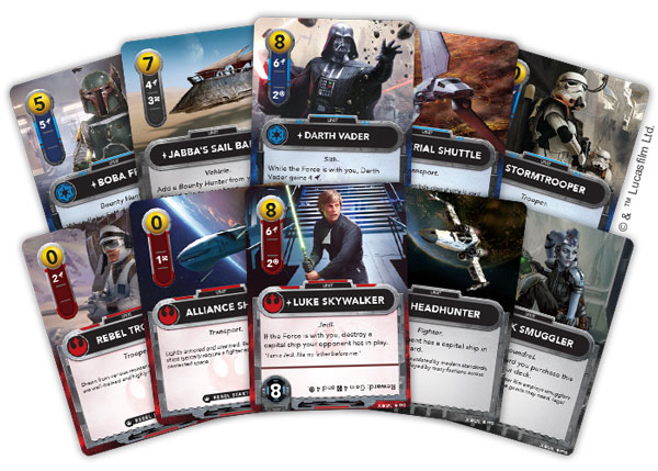 Karten aus <em>Star Wars: The Deckbuilding Game</em>