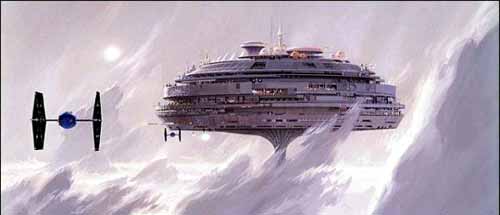 Nein, dies ist nicht die Wolkenstadt: eine frhe Konzeptzeichnung Ralph McQuarries fr die imperiale Hauptstadt Alderaan