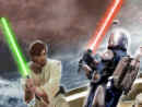Regenkampf zwischen Jango Fett und Obi-Wan