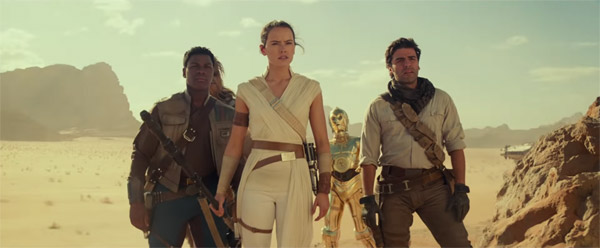 Daisy Ridley, Oscar Isaac und John Boyega in Star Wars: Der Aufstieg Skywalkers